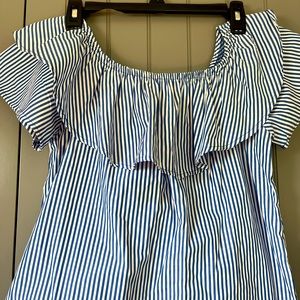 Boutique Brand blue striped top medium